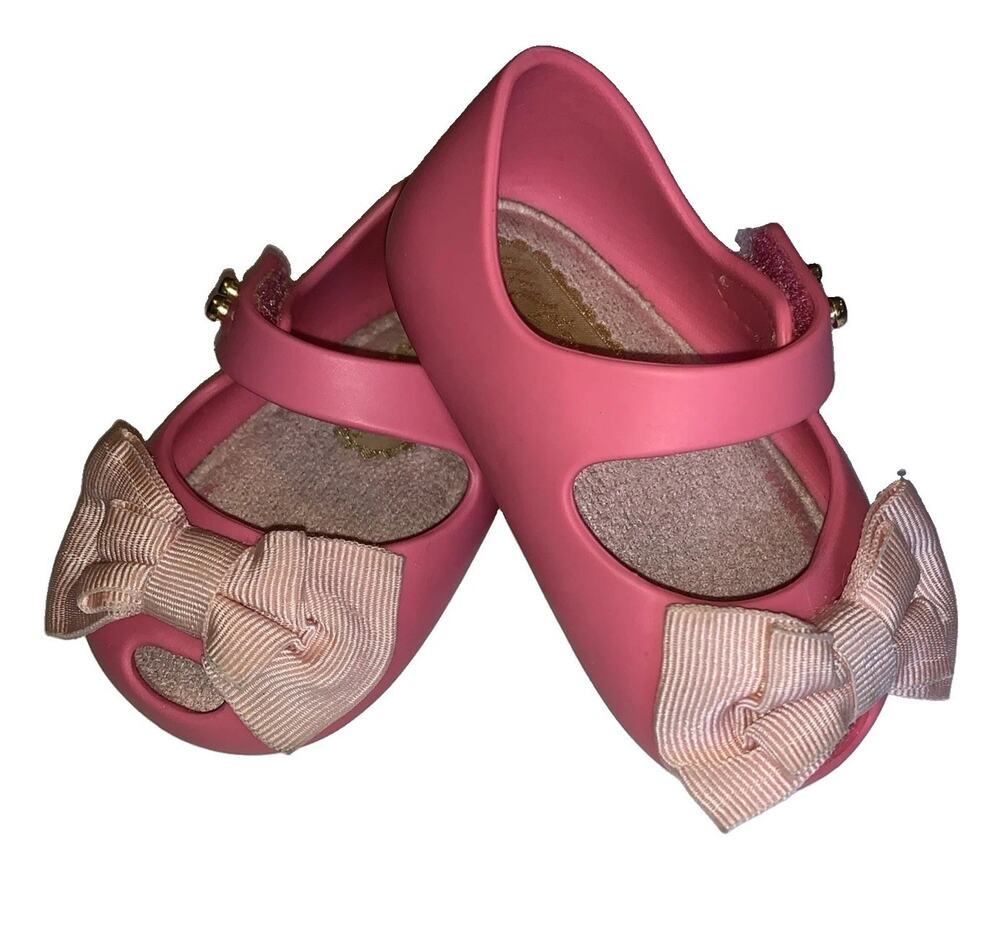 Mini Melissa Girls Pink Bow Mary Jane Jelly Shoes Toddler Size 3
